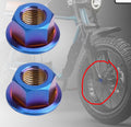 Titanium burnt blue front axle nuts